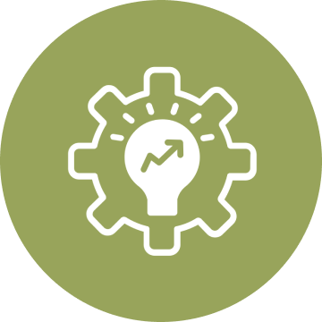 Lightbulb and gear icon on green background